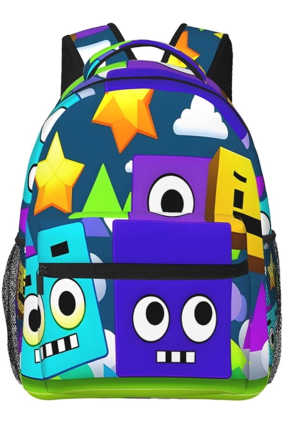 Geometry Dash Backpack 16.5 Inch Oxford Cloth Backpack Cartoon Backpack for For Men Women