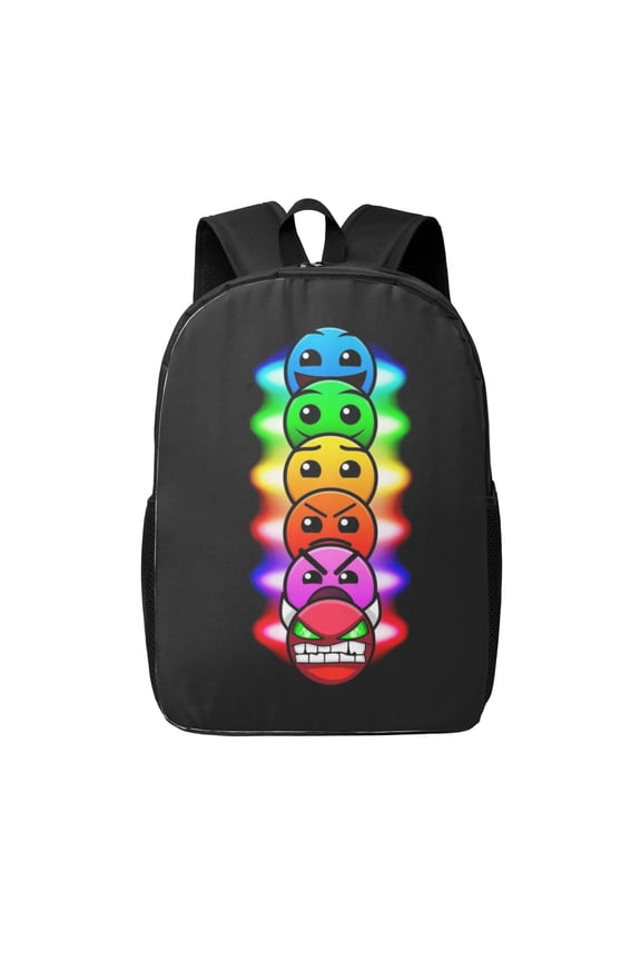 Geometry Dash Backpack 17 Inch Large Capacity Casual School Bag Lightweight Daypack Laptop Bag Travel Hiking Camping