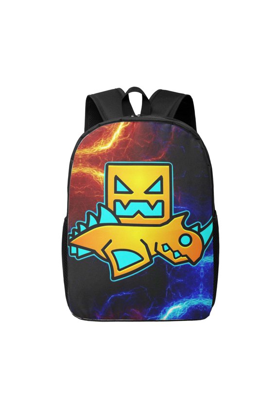 Geometry Dash Backpack 17 Inch Large Capacity Casual School Bag Lightweight Daypack Laptop Bag Travel Hiking Camping