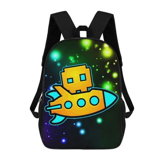 Geometry Dash Backpack 17 Inch Shoulder Bag Sturdy Laptop Backpack Daypack for Men Women Travel School