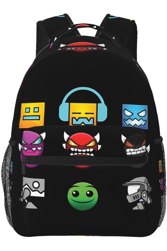 Geometry Dash Backpack Laptop Daypack Leisure Travel Backpack 15.7 inch Adjustable Shoulder Strap Hiking Knapsack