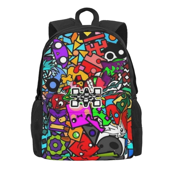 Geometry Dash Backpack Multipurpose Daypacks Large Capacity Shoulder Bag Casual Travel Backpack Schoolbag