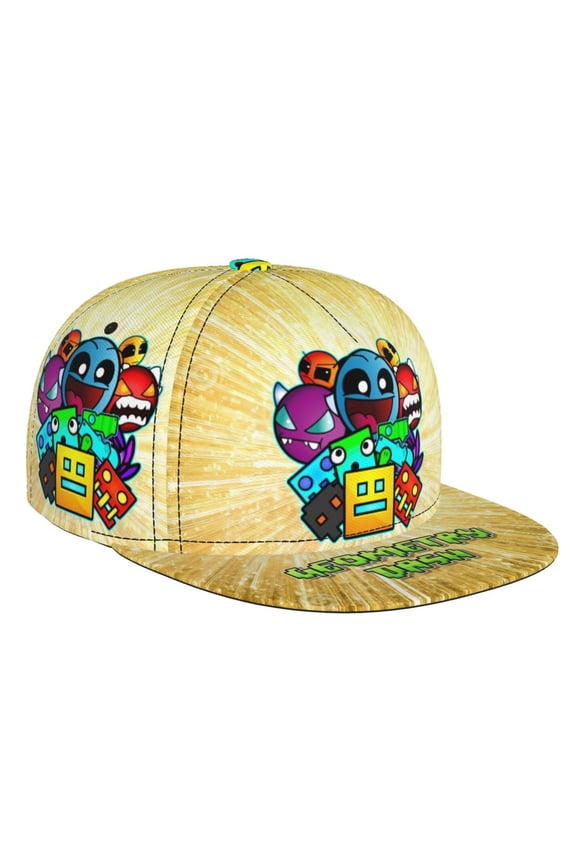Geometry Dash Baseball Cap For Men, Women & Kids, Classic Flat Brim Hat Hip Hop Trucker Hat Adjustable Snapback Hat