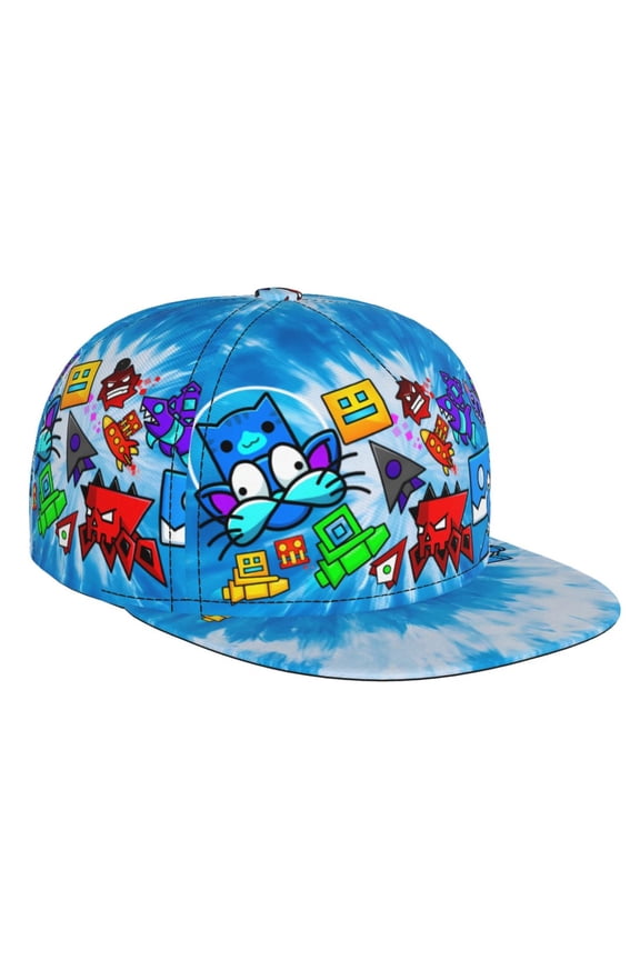 Geometry Dash Baseball Cap For Men, Women & Kids, Classic Flat Brim Hat Hip Hop Trucker Hat Adjustable Snapback Hat