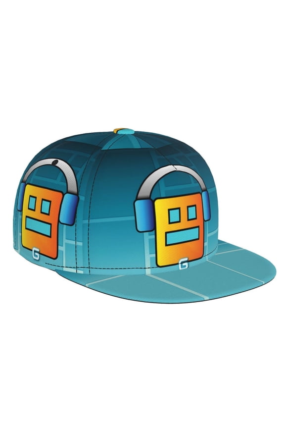 Geometry Dash Baseball Cap For Men, Women & Kids, Classic Flat Brim Hat Hip Hop Trucker Hat Adjustable Snapback Hat