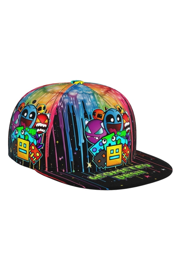 Geometry Dash Baseball Cap For Men, Women & Kids, Classic Flat Brim Hat Hip Hop Trucker Hat Adjustable Snapback Hat