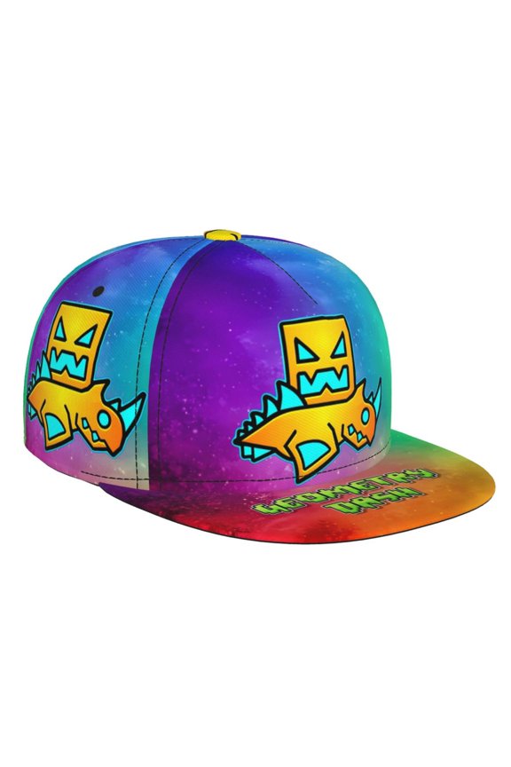 Geometry Dash Baseball Cap For Men, Women & Kids, Classic Flat Brim Hat Hip Hop Trucker Hat Adjustable Snapback Hat