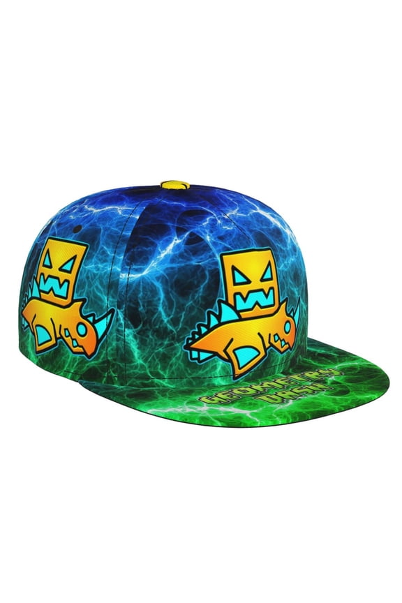 Geometry Dash Baseball Cap For Men, Women & Kids, Classic Flat Brim Hat Hip Hop Trucker Hat Adjustable Snapback Hat
