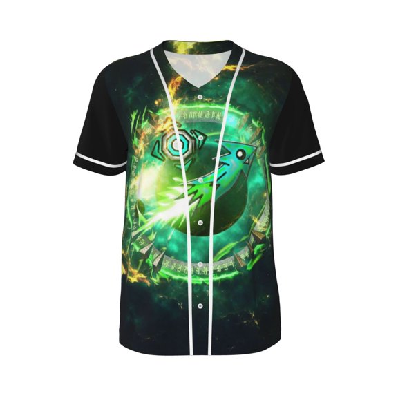 Geometry Dash Baseball Jersey Shirts Spring Summer Men Button Shirt