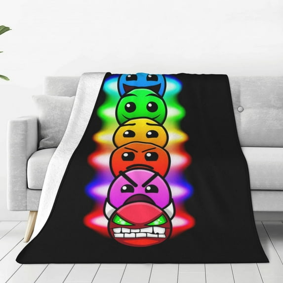 Geometry Dash Blanket Super Soft Cozy Throw Blanket Fuzzy Comfy Flannel Blanket Warm Plush Blankets For Couch, Sofa, Bed 60"X50"