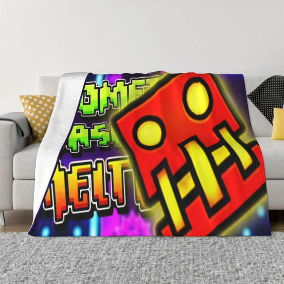 Geometry Dash Blanket Super Soft Cozy Throw Blanket Fuzzy Comfy Flannel Blanket Warm Plush Blankets For Couch, Sofa, Bed 80"X60"