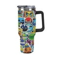 thumbnail image 1 of Geometry Dash Car Cup Tumbler with Handle & Straw 40Oz Cupholder Water Bottle Insulated Stainless Steel Cup, 1 of 8