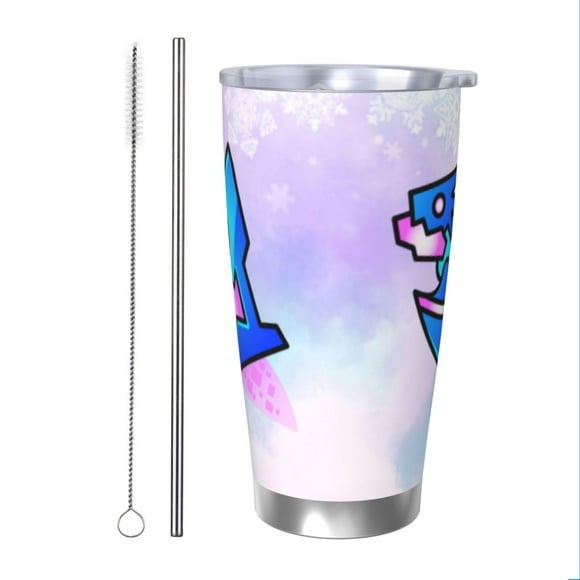 Geometry-Dash Double Walled Cars Speed Frenzy Insulated Tumbler Cup Travel Cup and Straw Keeps Drinks Cold & Hot 20 oz
