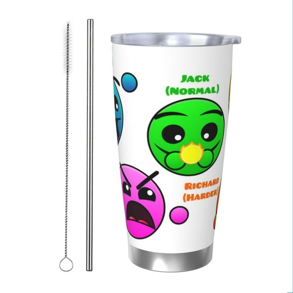 Geometry-Dash Double Walled Cars Speed Frenzy Insulated Tumbler Cup Travel Cup and Straw Keeps Drinks Cold & Hot 20 oz
