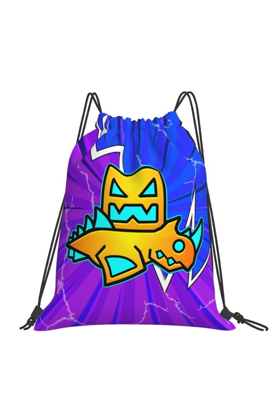 Geometry Dash Drawstring Backpack Sport Gym Bag For Yoga Swimming Gymsack Sport Strap Pack Bag