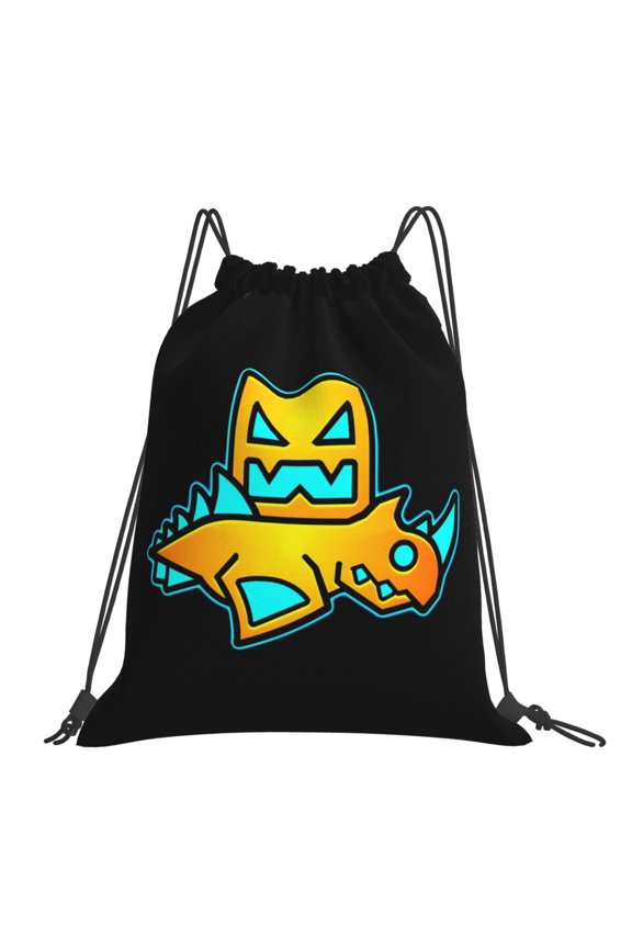 Geometry Dash Drawstring Backpack Sport Gym Bag For Yoga Swimming Gymsack Sport Strap Pack Bag