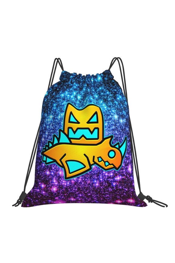 Geometry Dash Drawstring Backpack Sport Gym Bag For Yoga Swimming Gymsack Sport Strap Pack Bag