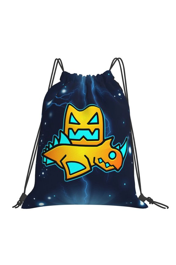 Geometry Dash Drawstring Backpack Sport Gym Bag For Yoga Swimming Gymsack Sport Strap Pack Bag