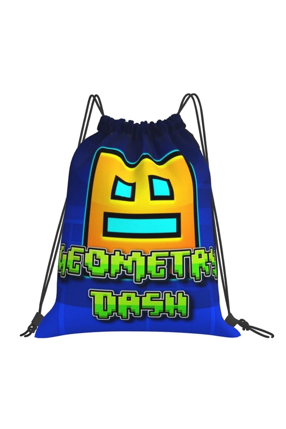 Geometry Dash Drawstring Backpack Sport Gym Bag For Yoga Swimming Gymsack Sport Strap Pack Bag