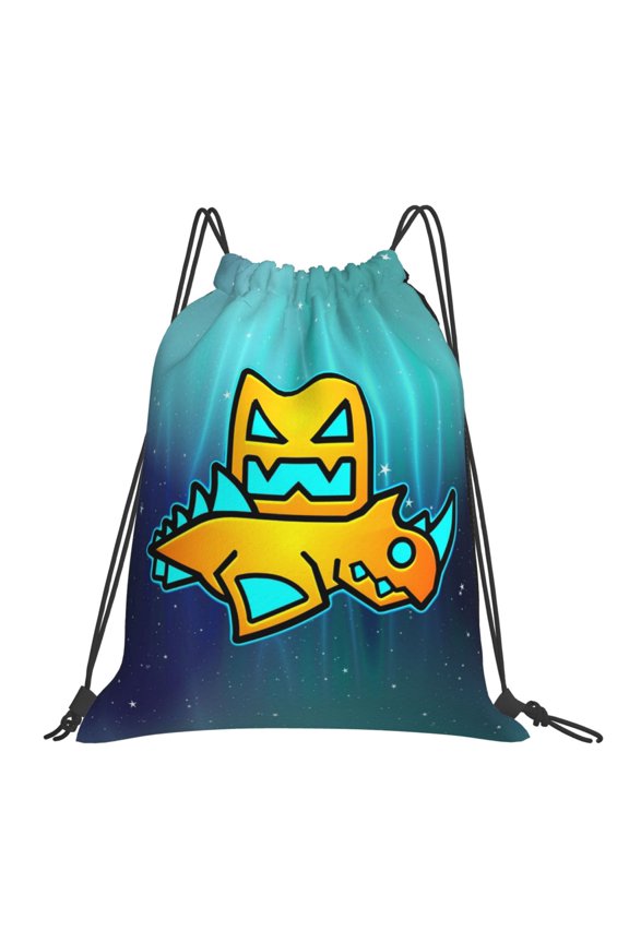 Geometry Dash Drawstring Backpack Sport Gym Bag For Yoga Swimming Gymsack Sport Strap Pack Bag