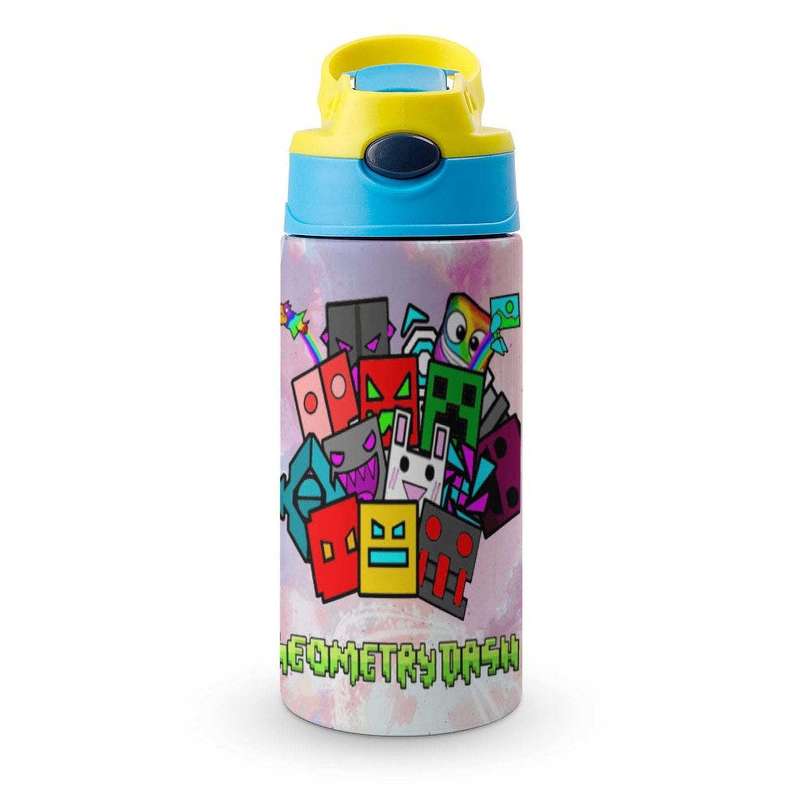 Geometry Dash Game Kid's Insulated Water Bottle With Straw Vacuum Stainless Steel Cup LeakProof