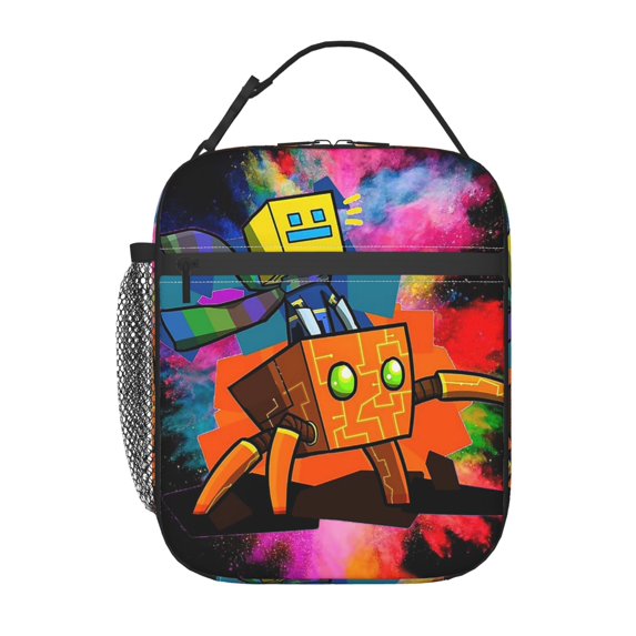 Geometry Dash Game Lunch Bag Portable Tote Bag Insulated Lunch Box Picnic Beach Office Insulated Bento Bags