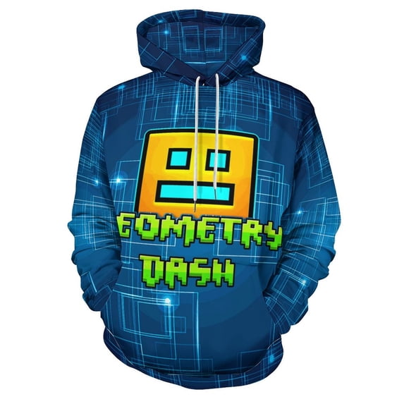Geometry Dash Geometry Dash Hoodie 3D Print Pullover Hooded Long Sleeve Sweatshirts Tops Blouse with Pocket for Mens Womens