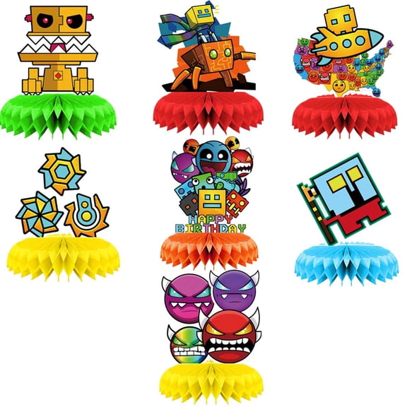 Geometry Dash Honeycomb Centerpieces Table Toppers Decorations for Birthday Party Decor Supplies