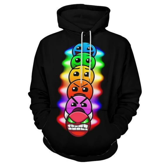 Geometry Dash Hoodie 3D Print Pullover Hooded Long Sleeve Sweatshirts Tops Blouse with Pocket for Mens Womens