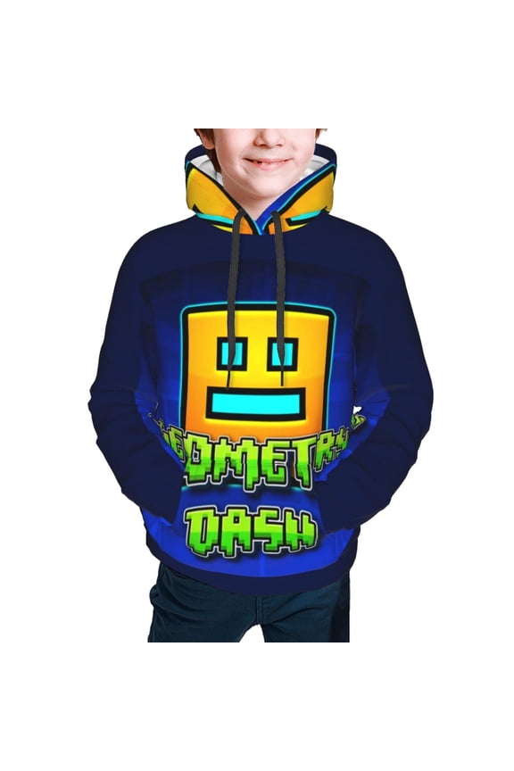 Geometry Dash Kids' Hoodie 3d Print Sweatshirt Soft Pullover Hooded With Big Pockets Fans Gifts For Boys Or Girls Large