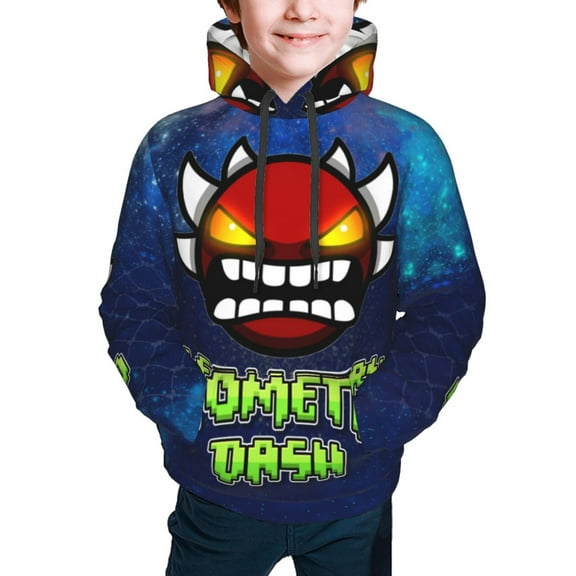 Geometry Dash Kids' Hoodie 3d Print Sweatshirt Soft Pullover Hooded With Big Pockets Fans Gifts For Boys Or Girls Small