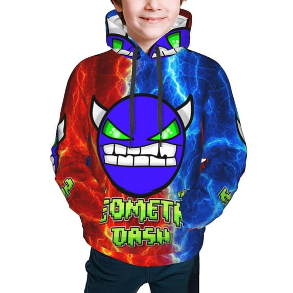 Geometry Dash Kids' Hoodie 3d Print Sweatshirt Soft Pullover Hooded With Big Pockets Fans Gifts For Boys Or Girls Small