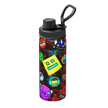 Geometry Dash Kids Water Bottle, Funny Pattern Stainless Steel Vacuum Insulated Water Bottle, 18OZ Portable Leak Proof Drinking Bottle for Sport Outdoor School Office Travel