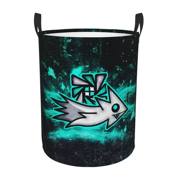 Geometry Dash Large Laundry Hamper Collapsible Laundry Basket With Handles, Tall Storage Basket For Blanket, Toys, Dirty Clothes In Living Room, Bedroom, Bathroom, Nursery