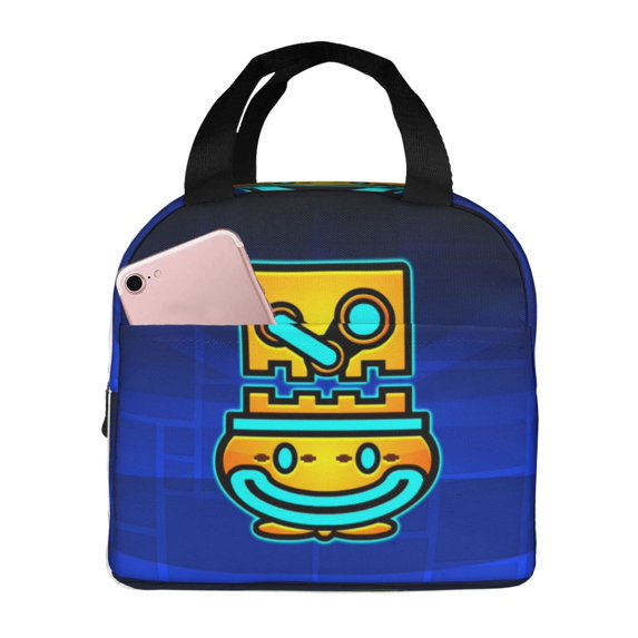 Geometry Dash Lunch Bag, Insulated Lunch Box Large Capacity Reusable Insulated Cooler Lunch Totes Bag For Work Office School Camping Travel Picnic