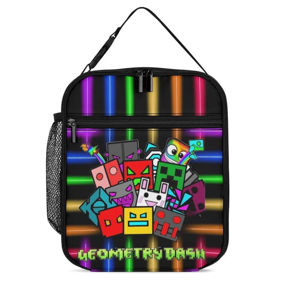 Geometry Dash Lunch Bag Insulated Lunch Box Meal Cooler Bag Reusable Thermal Lunch Tote Bag For School Work Travel Picnic