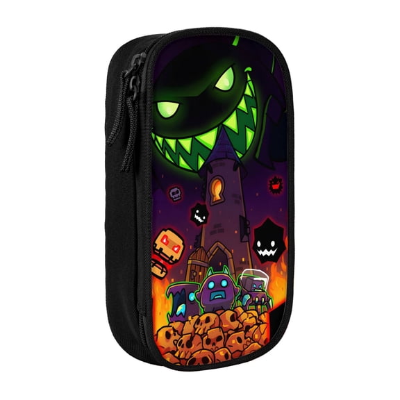 Geometry Dash Pen Case Casual Simple Black Storage Pouch Learning Drawing Tools Organizer Bag