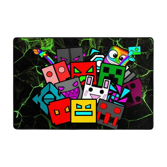 Geometry Dash Rugs Washable Cover Floor Rug Carpets Bathroom Decorations For Kitchen Bedroom Indoor 36"X24"