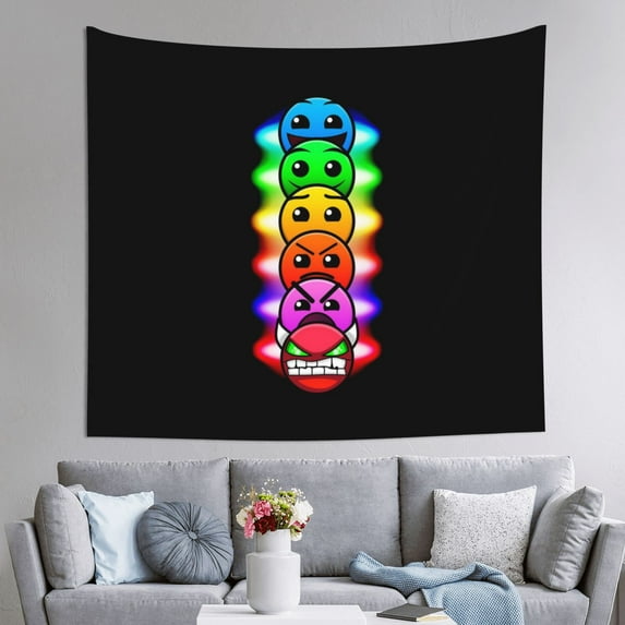 Geometry Dash Tapestry Anime Poster Wall Hanging Art Decor For Living Room Bedroom Dorm Apartments Party Supplies Gifts 40x60 Inch