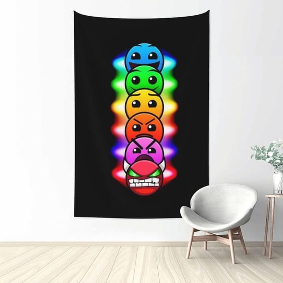 Geometry Dash Tapestry Wall Hanging Home Decoration Wall Blanket Dormitory Living Room Bedroom Backdrop Poster( 60x40inch)