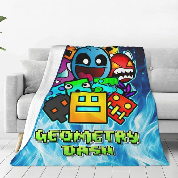 Geometry Dash Throw Blanket Couch Bed Sofa Soft Lightweight Warm Cozy Flannel Fleece Bed Blanket For Kids Adults Gift Multiple Sizes Available 40"X30"