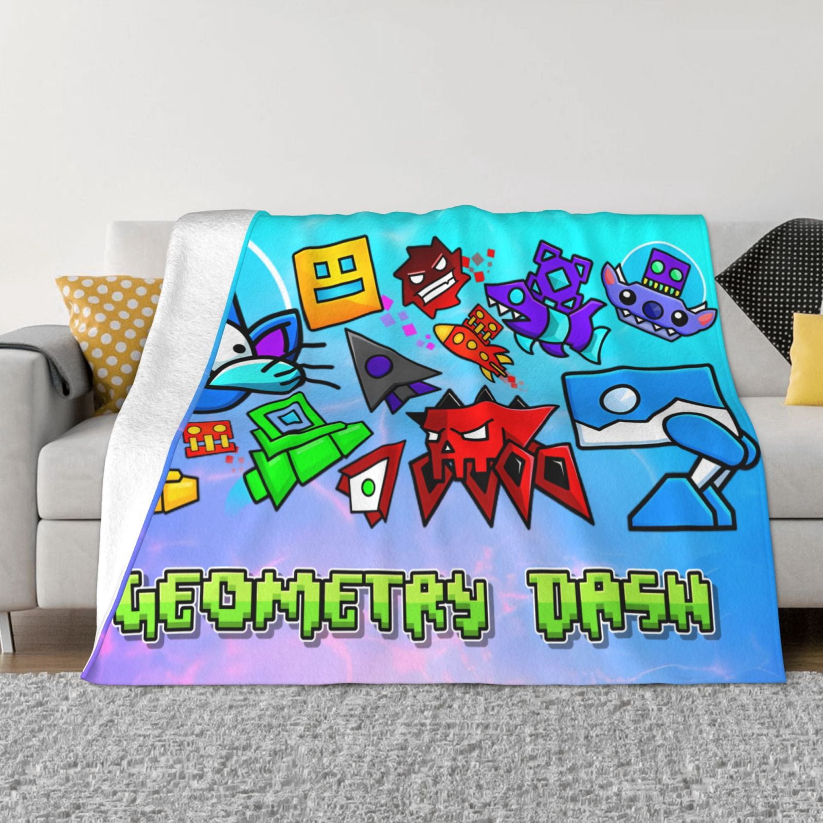 Geometry Dash Throw Blanket Couch Bed Sofa Soft Lightweight Warm Cozy ...