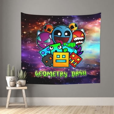 Geometry Dash Wall Tapestry Anime Poster For Bedroom Aesthetics Funny Room Decor Flag Wall Hanging For Teen Girls Men Dorm Living Room 29x37in