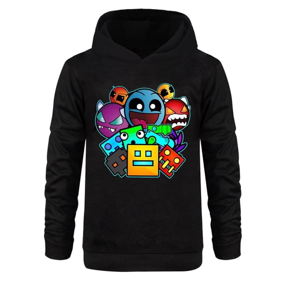 Geometry Dash boys' hoodie and girls' pure cotton pullover hoodie suitable for children aged 5-13