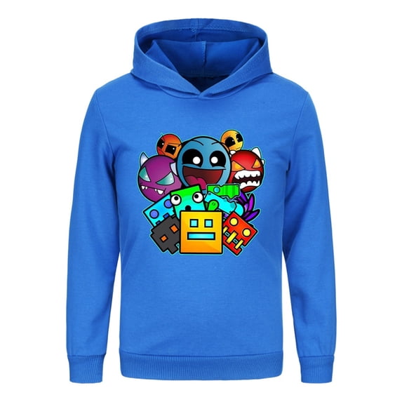 Geometry Dash boys' hoodie and girls' pure cotton pullover hoodie suitable for children aged 5-13