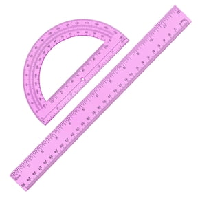 Geometry Drawing Ruler And Protractor, Precision Measuring Tools For Home Office Architect Use, Math Supplies With Clear Scale Marks (Pink ,A)