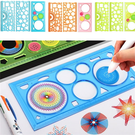 Geometry Drawing Stencils Set For Kids Educational Toy Variety Of Flowers Shapes Ruler Template Creative Art Crafts Painting Stencils For School Homework Diy Projects With