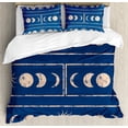 thumbnail image 1 of Geometry Duvet Cover Set, Grungy Display Design of Planetary Sun Moon Phases of Mystery, Decorative 3 Piece Bedding Set with 2 Pillow Shams, Queen Size, Violet Blue Beige, by Ambesonne, 1 of 3