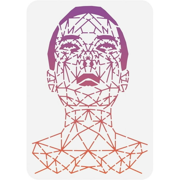 Geometry Face Painting Stencil 8.3x11.7inch Human Face Line Painting Stencil Reusable Character Theme Drawing Template DIY Home Decor Stencil for DIY