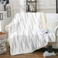 thumbnail image 1 of Geometry Fleece Blanket White Grey Abstract Art Stripes Throw Blanket,Modern Geometric Striped Blanket for Adult,Stripe Waves Fuzzy Blanket Exotic Bohemian Bedroom Decor 90"x90", 1 of 6